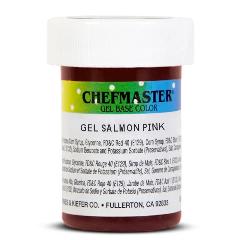 رنگ ژله ای صورتی سالمونی 28 گرم chefmaster (salmon pink)