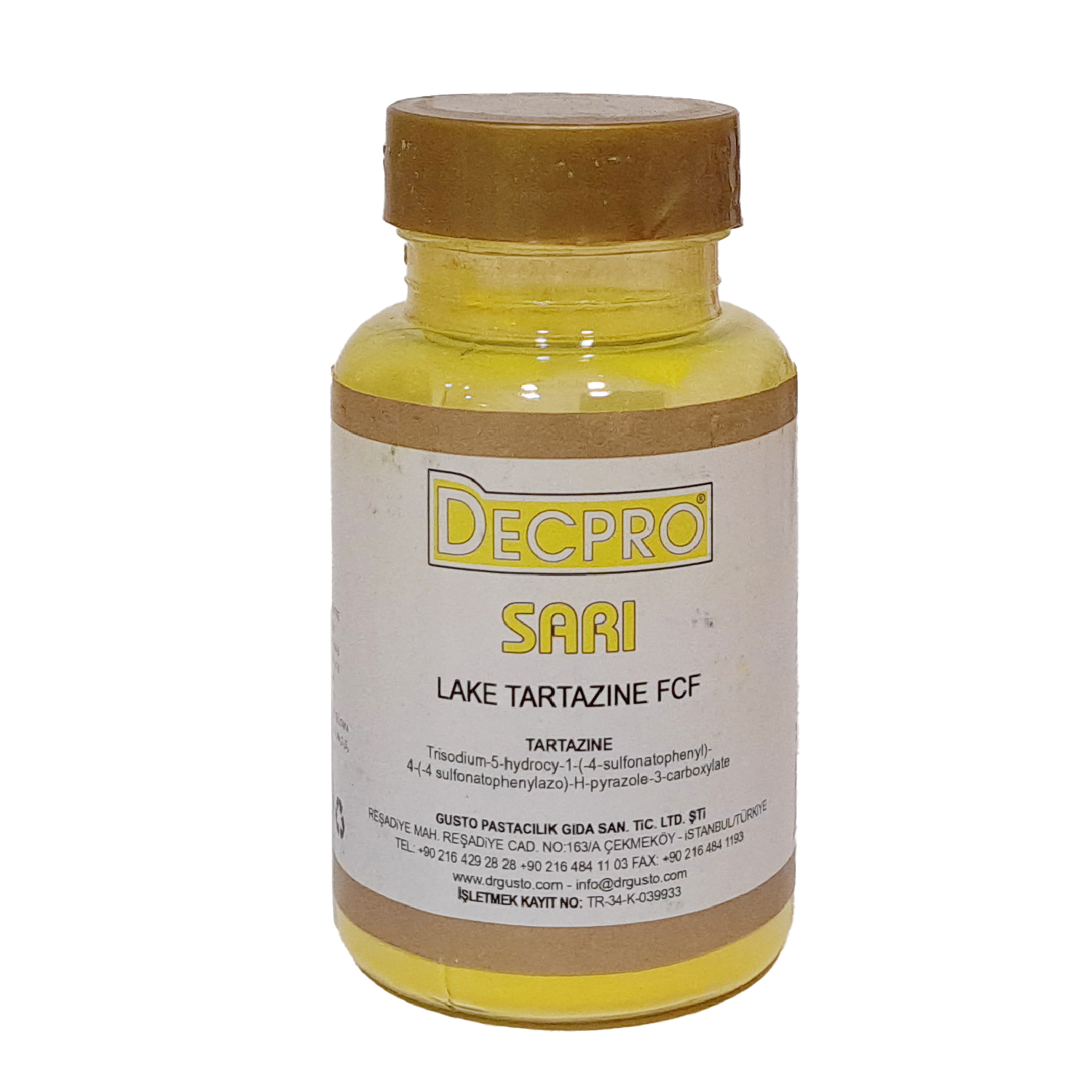 رنگ پودری زرد حلال در چربی دکپرو 25 گرمی decpro